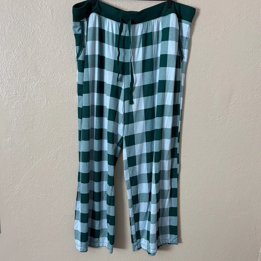 Joyspun Women’s Plus Size Plaid Super Soft Pajama Pants 3X 22/24 Blue Green - Picture 1 of 6